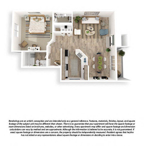 1x1 Premium floor plan